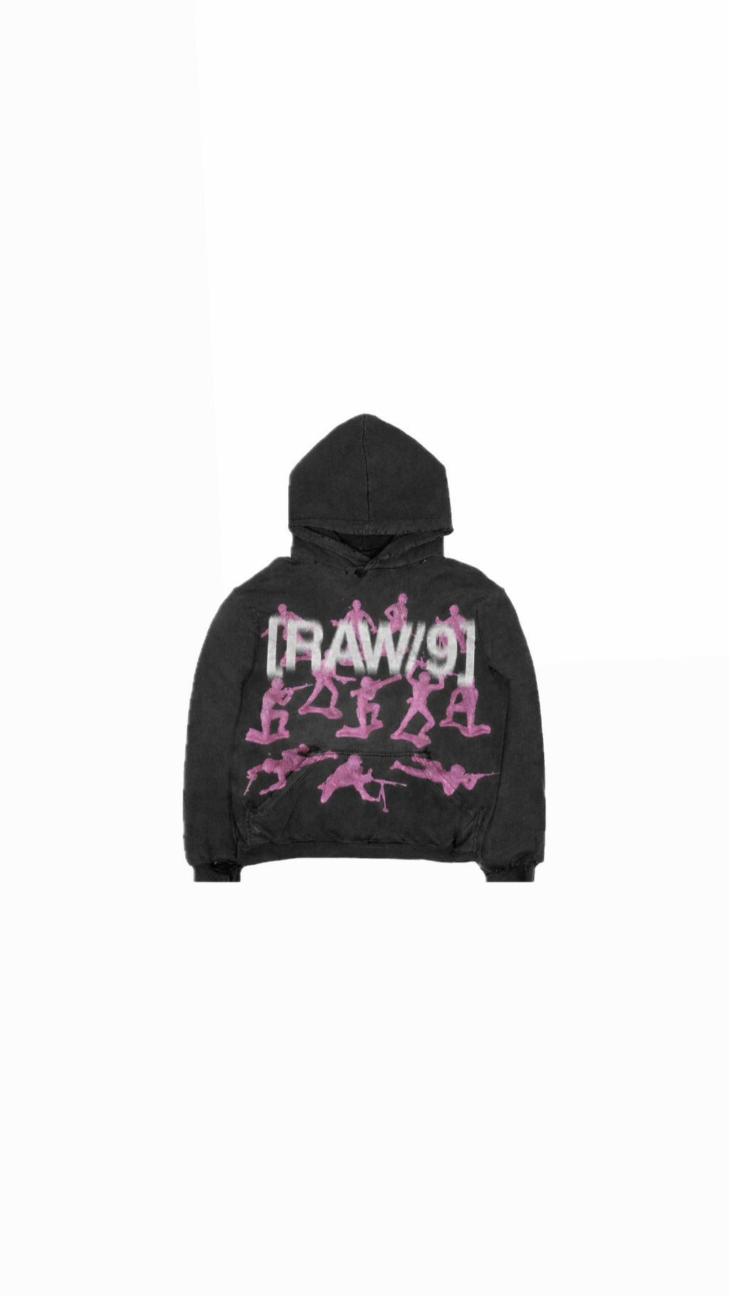 Raw 9 “ARMY DOLL” VINTAGE DISTRESSED HOODIE (black)