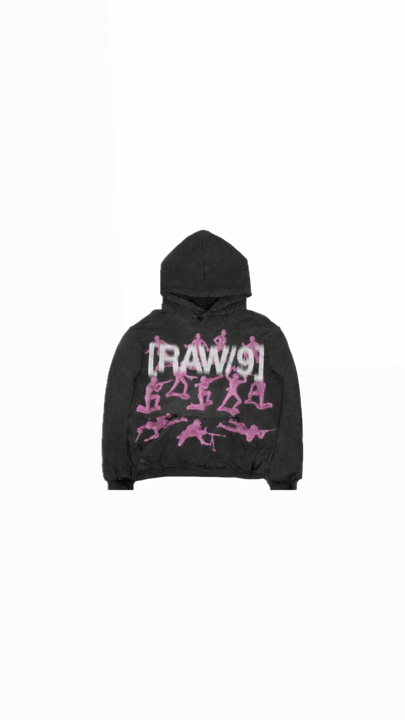 Raw 9 “ARMY DOLL” VINTAGE DISTRESSED HOODIE (black)