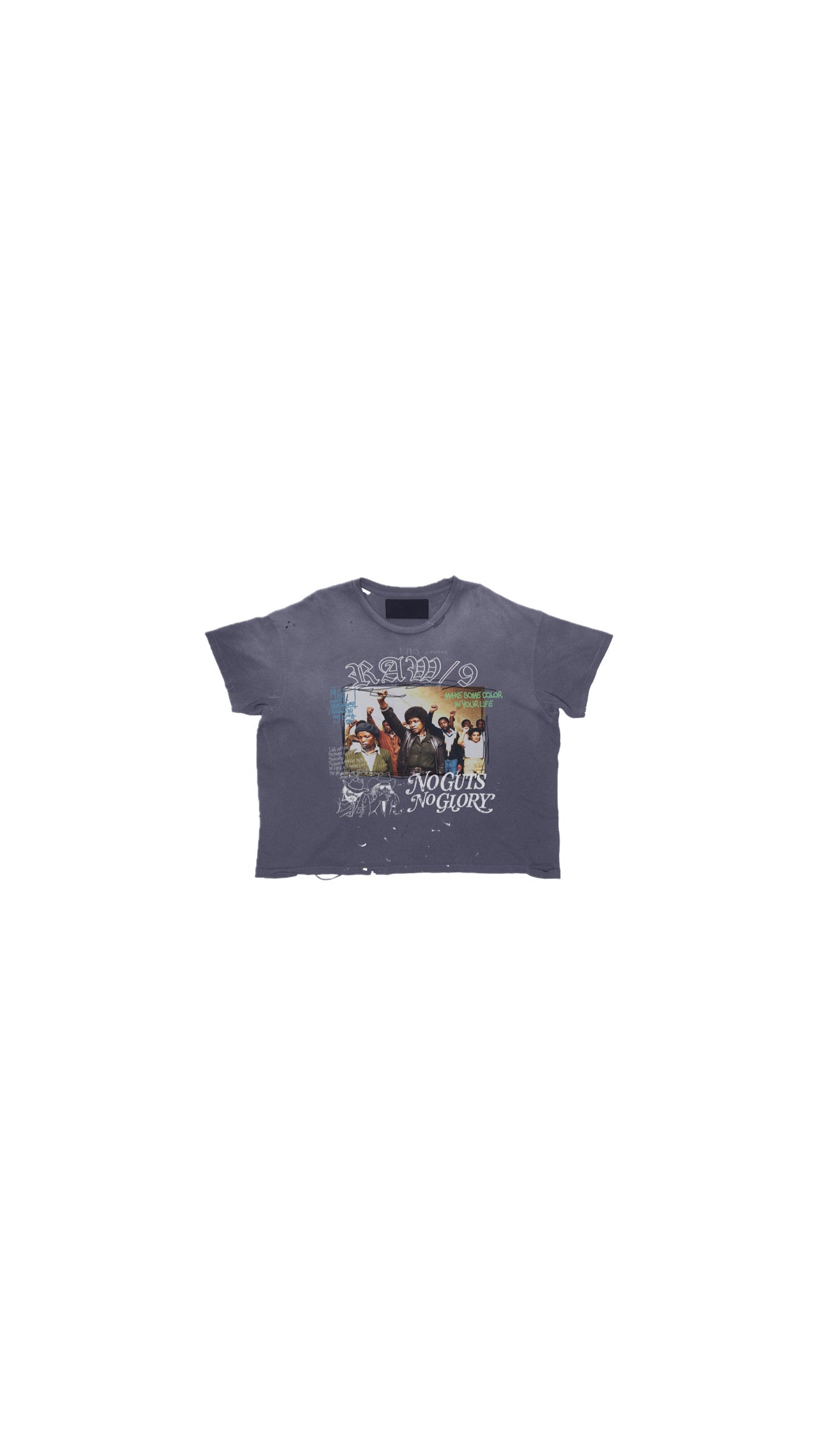 Raw 9 “No Guts No Glory” Vintage Protest Tee – Washed (Blue)