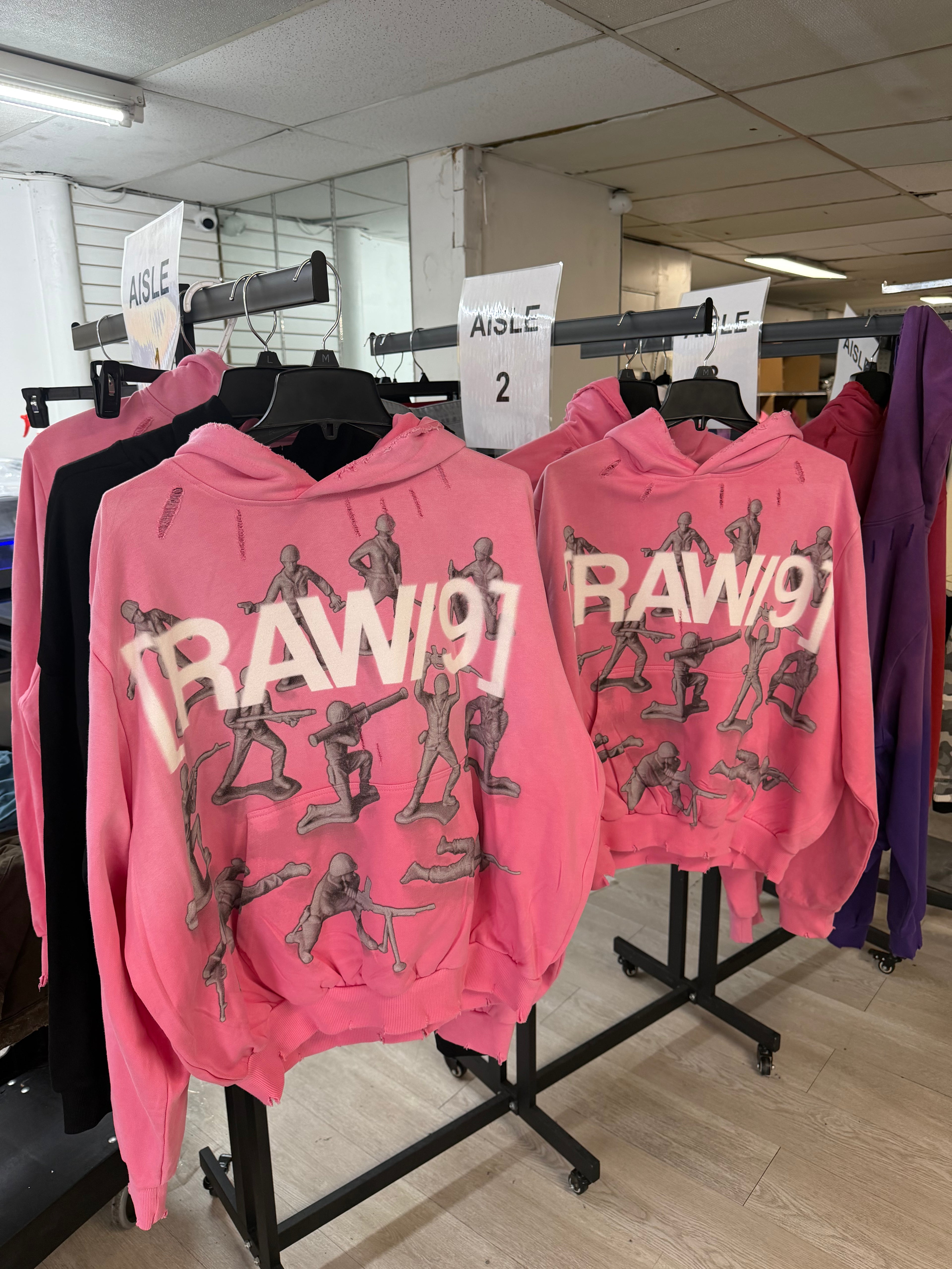 Raw 9 “Army Doll” Vintage Distressed Hoodie (pink)