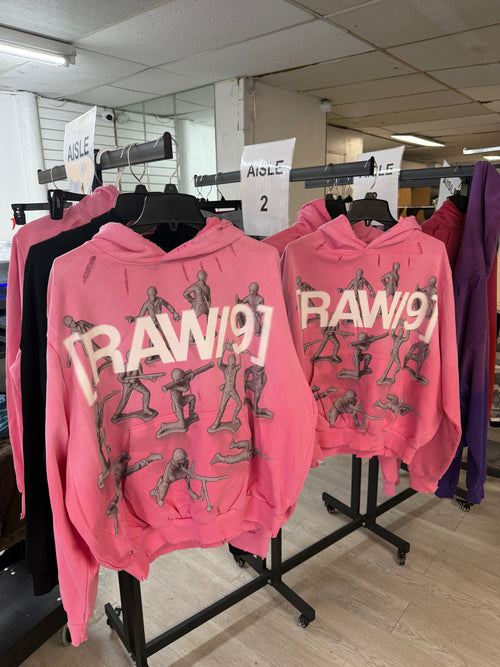 Raw 9 “Army Doll” Vintage Distressed Hoodie (pink)