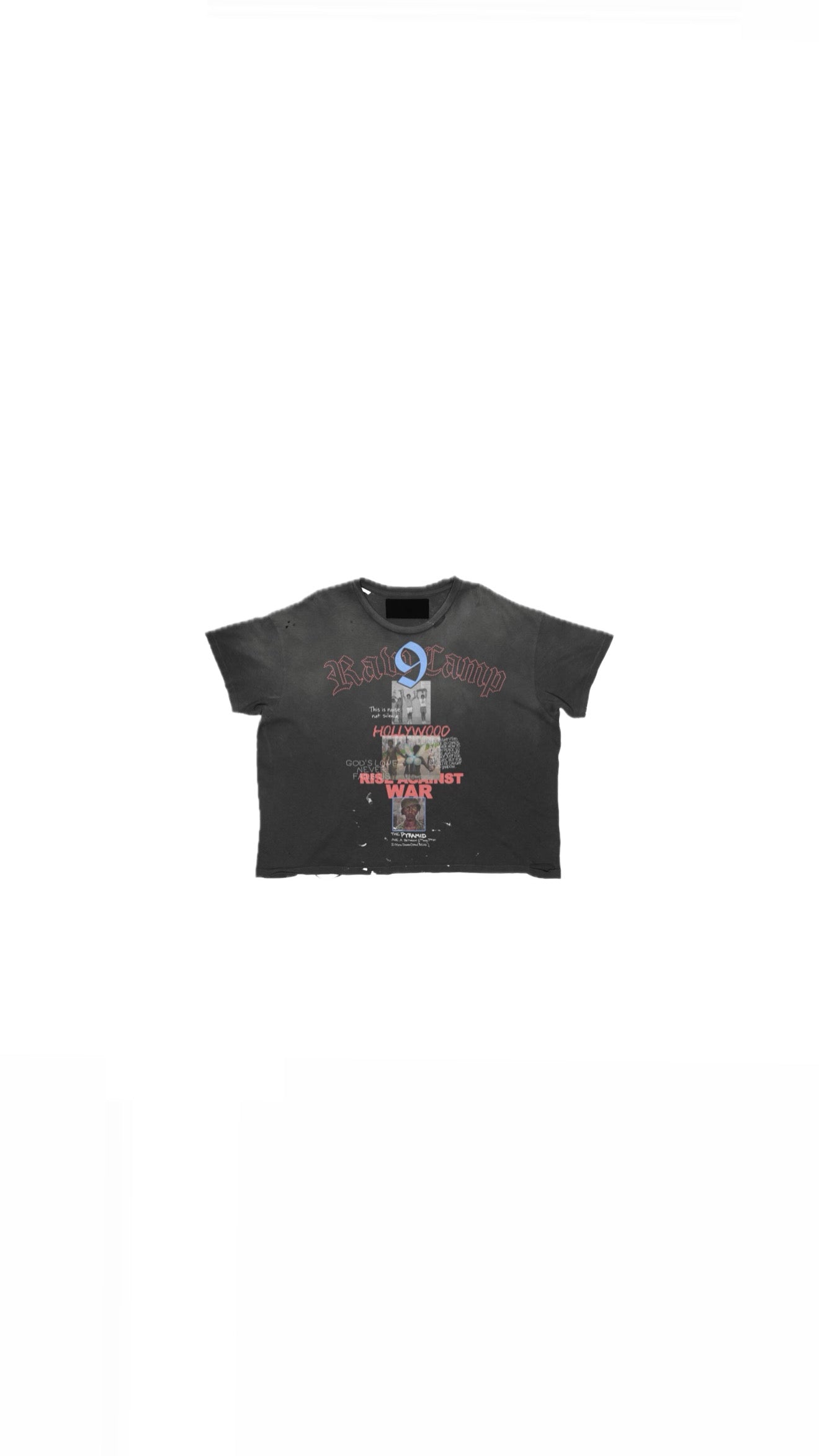 Raw 9 “Hollywood” Graphic Tee – Cropped Vintage Washed (black)