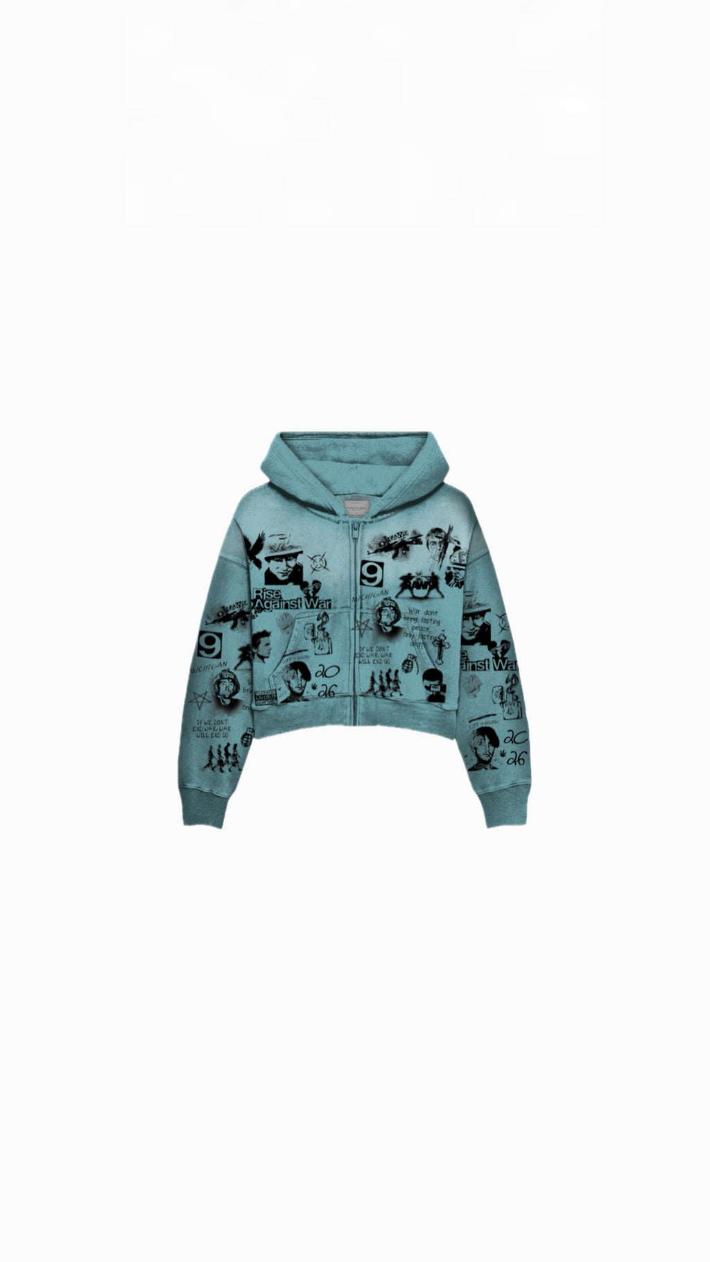 Raw 9 “War Script” Cropped Hoodie