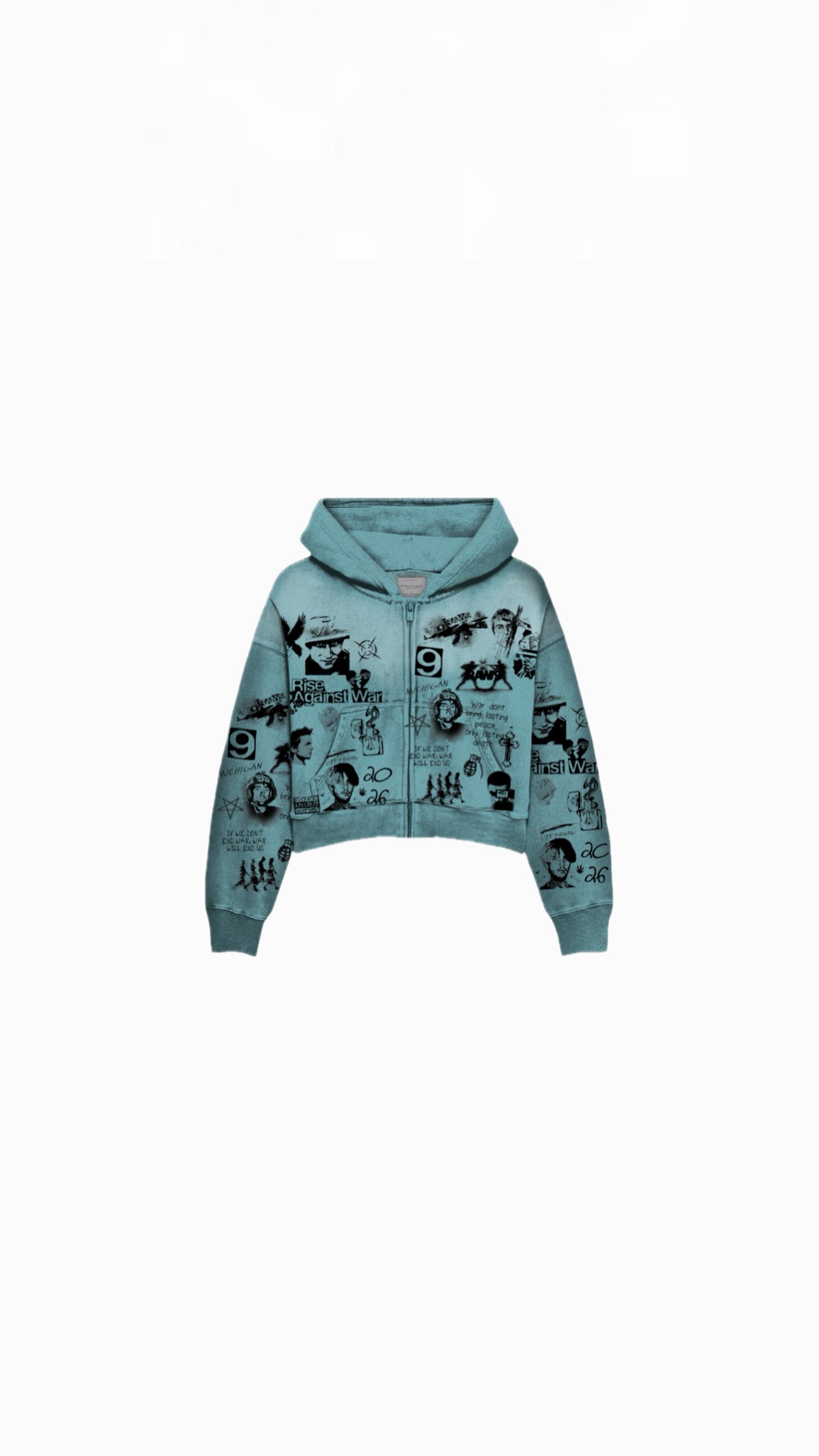 Raw 9 “War Script” Cropped Hoodie